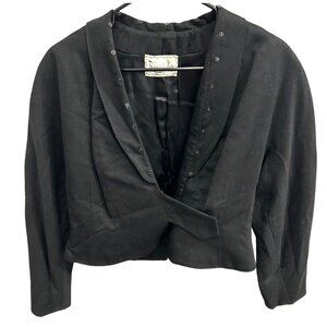 Vintage Resnicks Black Wool Cropped Jacket Decorative Button Detailing